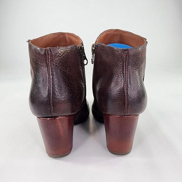 Kork-Ease Natalya High Heel Bootie US 6.5 M Brown Leather Zip Boots - Picture 5 of 10
